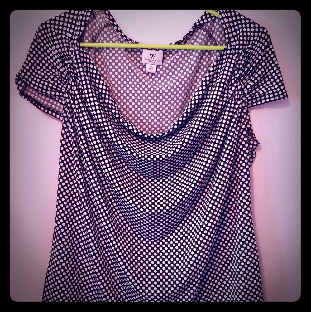 Swoop Neck Polka Dot Top